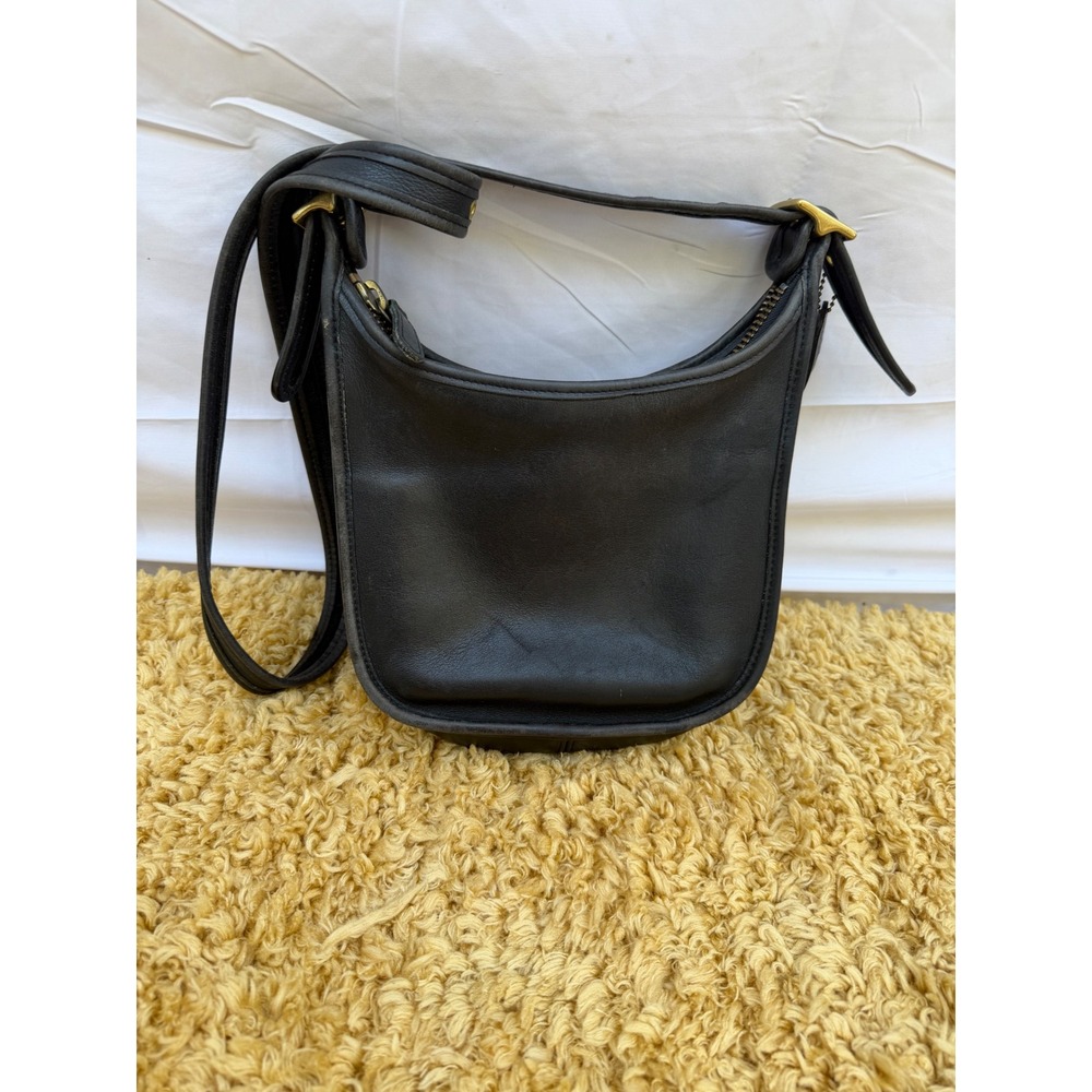 Vintage Coach Janice Legacy 9950 Black Leather Crossbody Shoulder Bag Brass